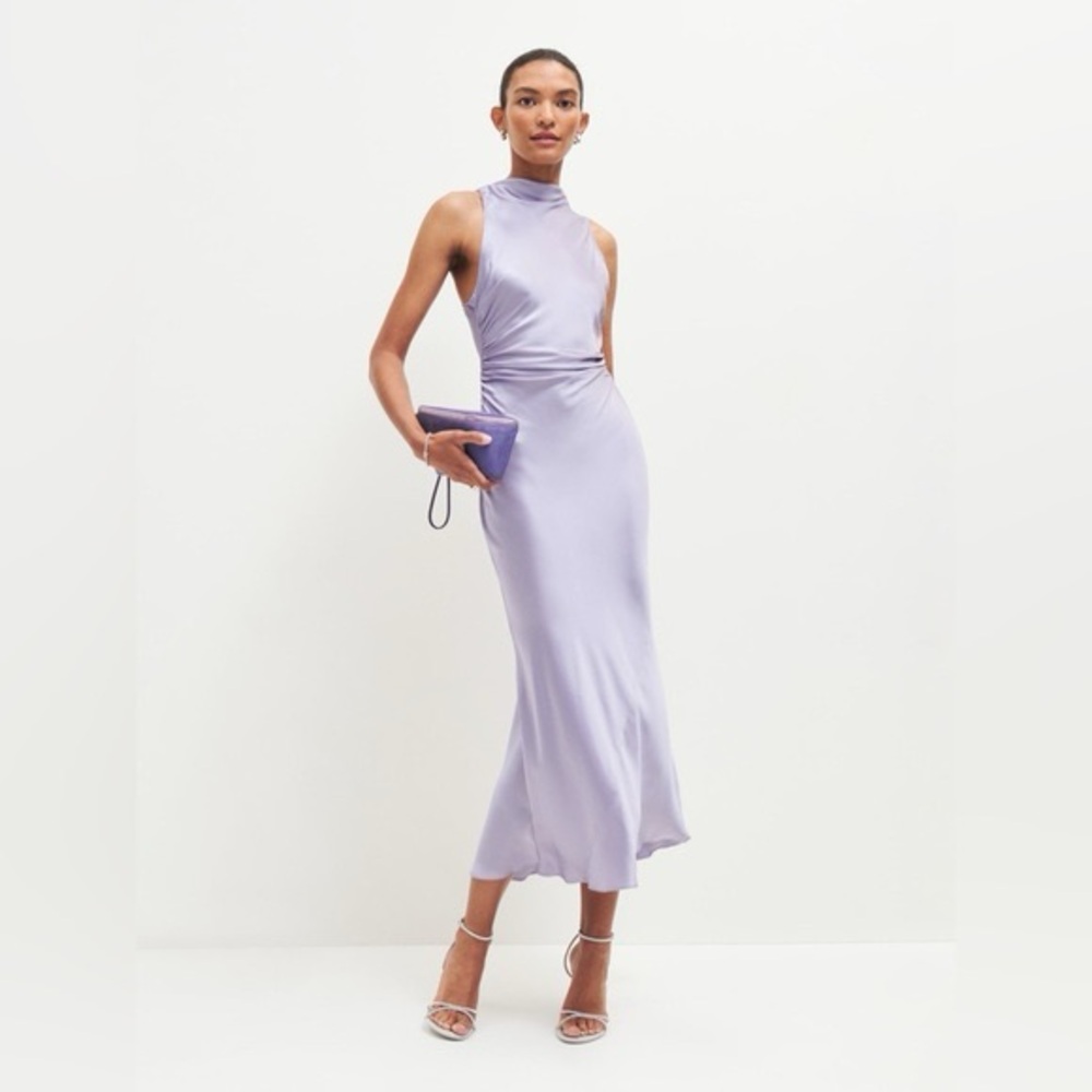 Reformation Casette Silk Dress in Aura Lavender